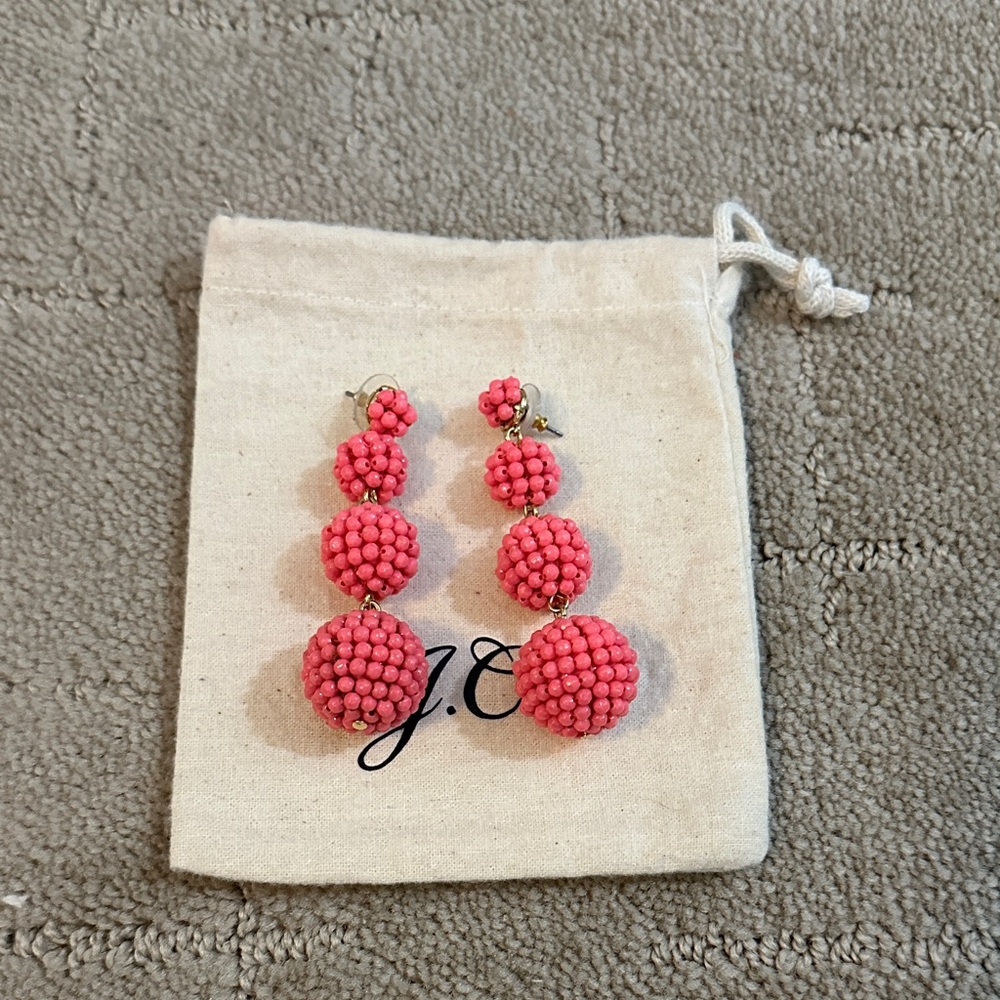 J.Crew Pink Beaded Drop Earrings